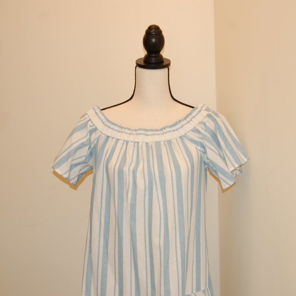 Women's Stripe Cotton Off The Shoulder Dress - Picture 5 of 10